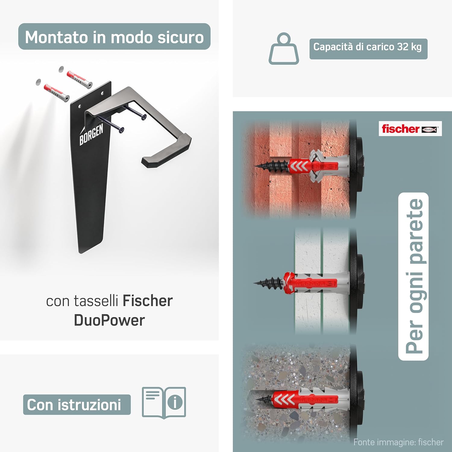 Borgen Supporto da Parete Verticale per Bici - immagine 6