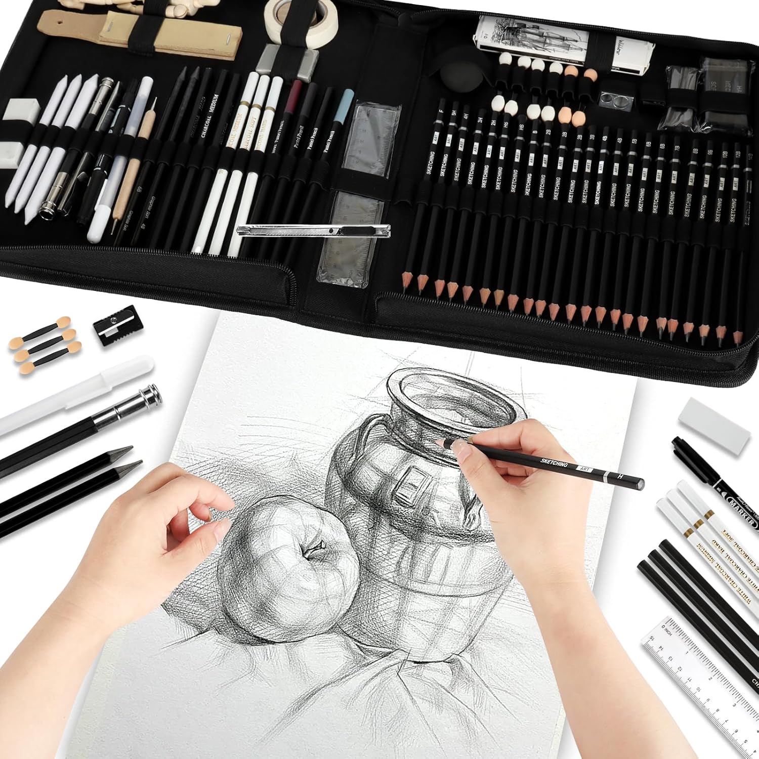 USHOP Set di Disegno e Schizzo da 70 Pezzi - immagine 4