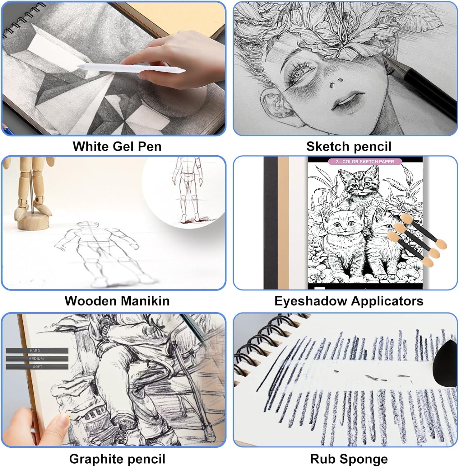 USHOP Set di Disegno e Schizzo da 70 Pezzi - immagine 5