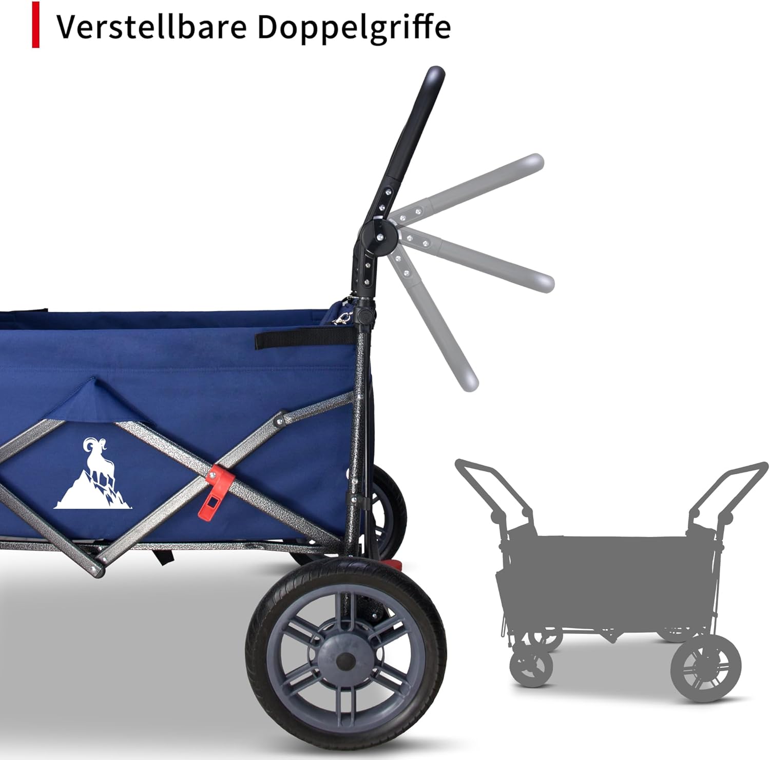 Carrello Pieghevole 2 Posti con Tetto Blu - immagine 3