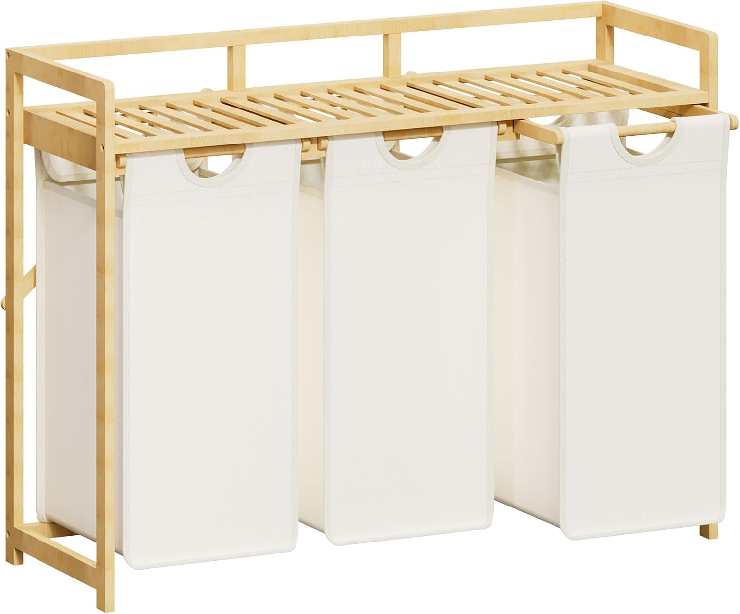 Lifewit Cesto Portabiancheria 120L a 3 Scomparti, Bianco