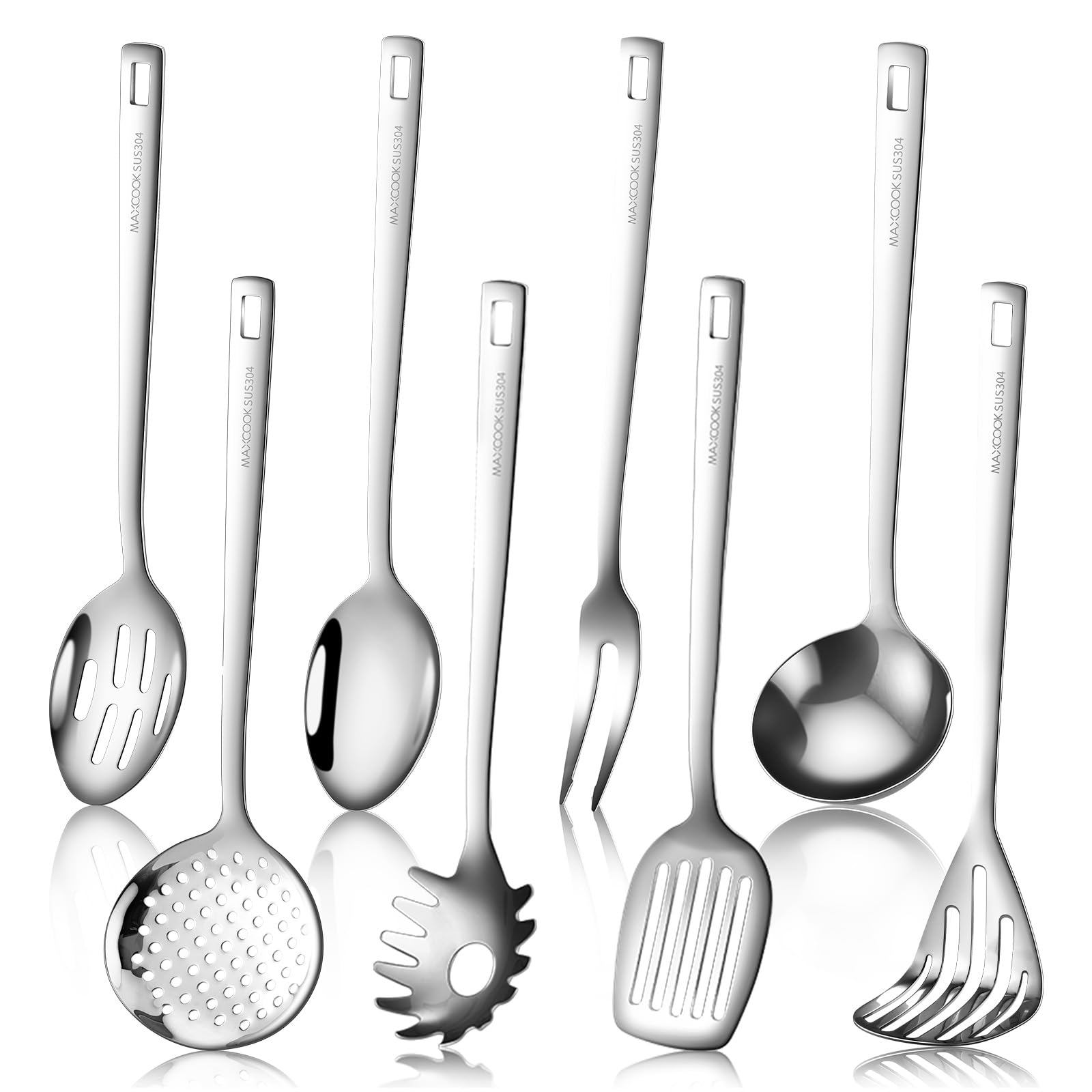 Maxcook Set 8 Utensili da Cucina in Acciaio Inox 18/8