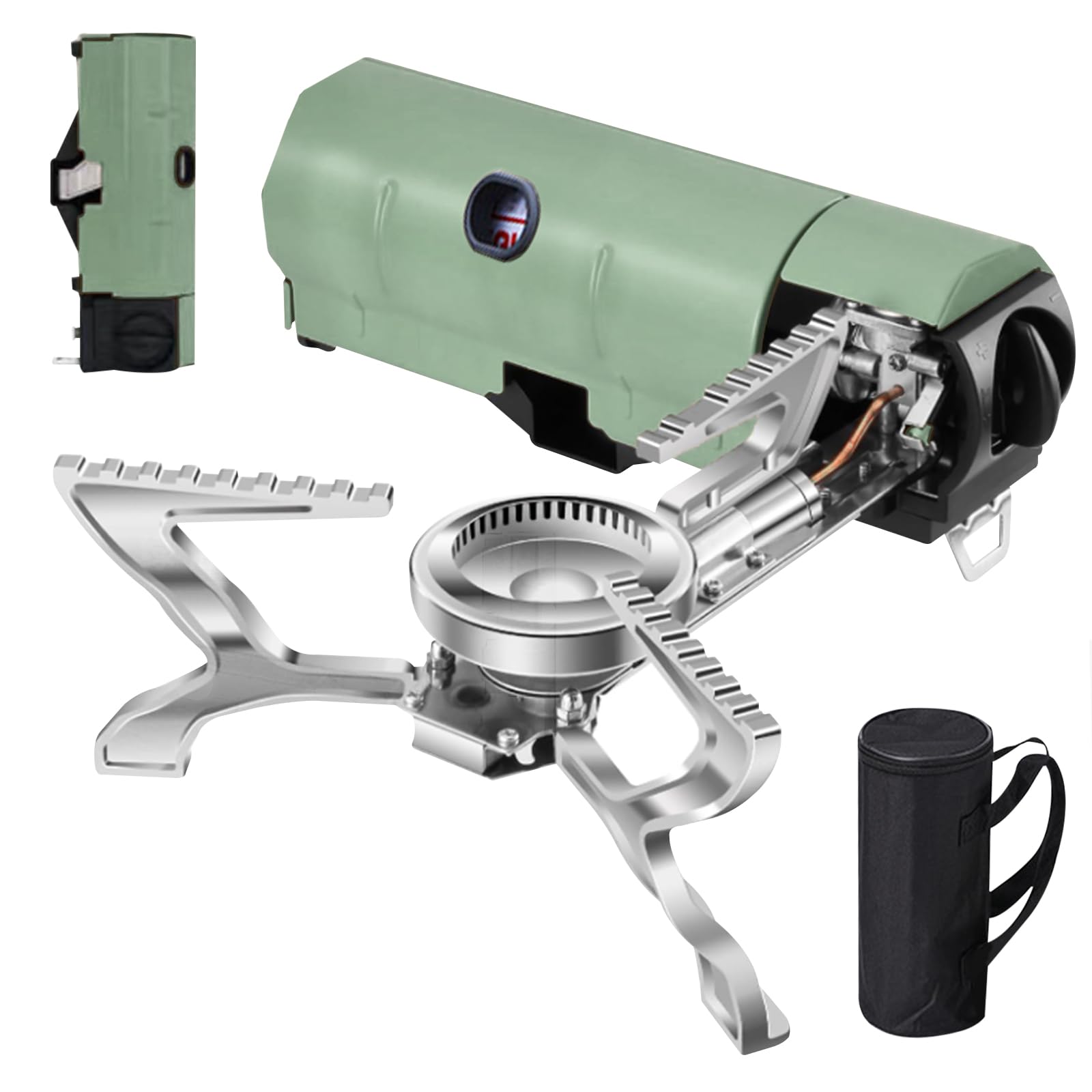 Mini Fornello da Campeggio Pieghevole a Gas, Verde