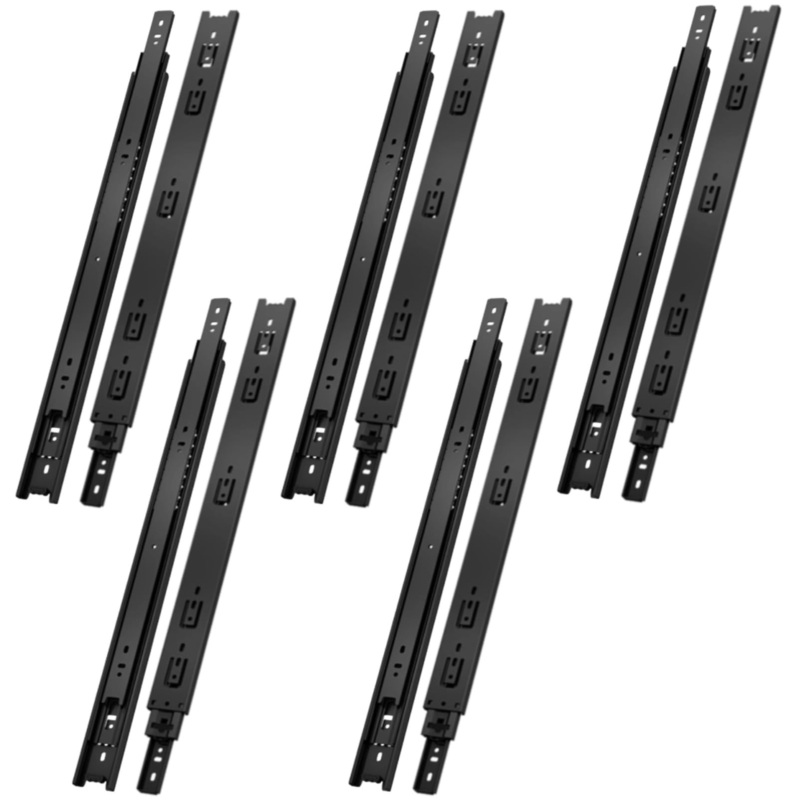 Necilo Guide Cassetti 600mm Estrazione Totale, Nero (5 coppie)