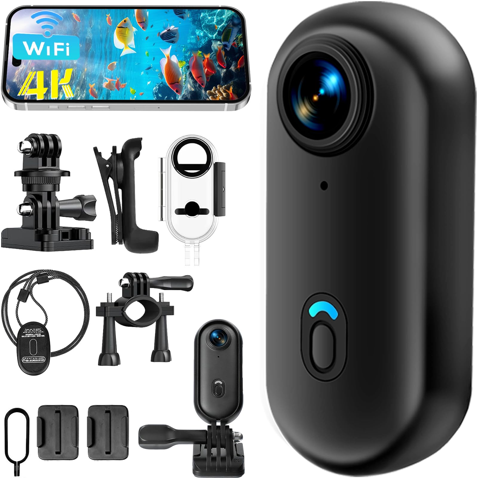 Mini Action Cam 4K con Custodia Impermeabile