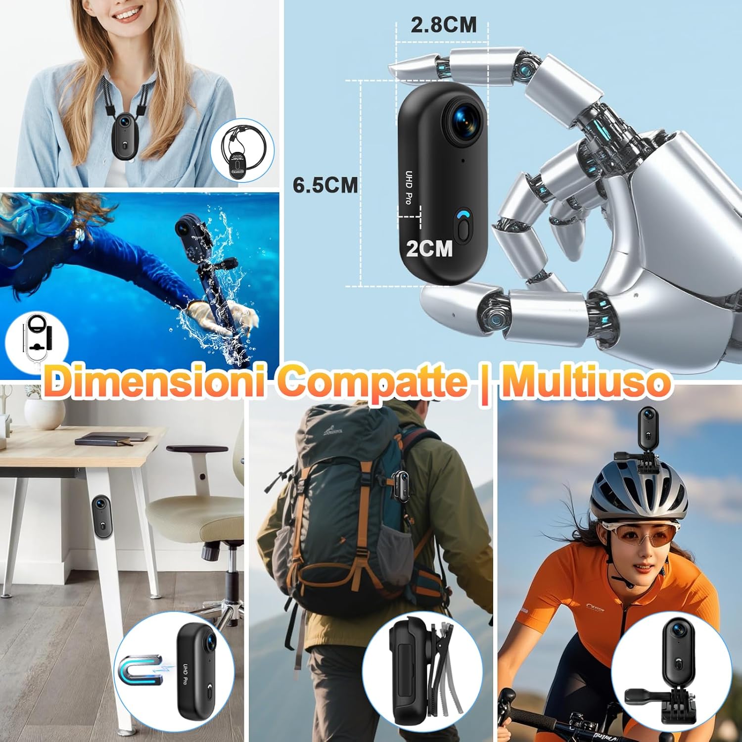 Mini Action Cam 4K con Custodia Impermeabile - immagine 3