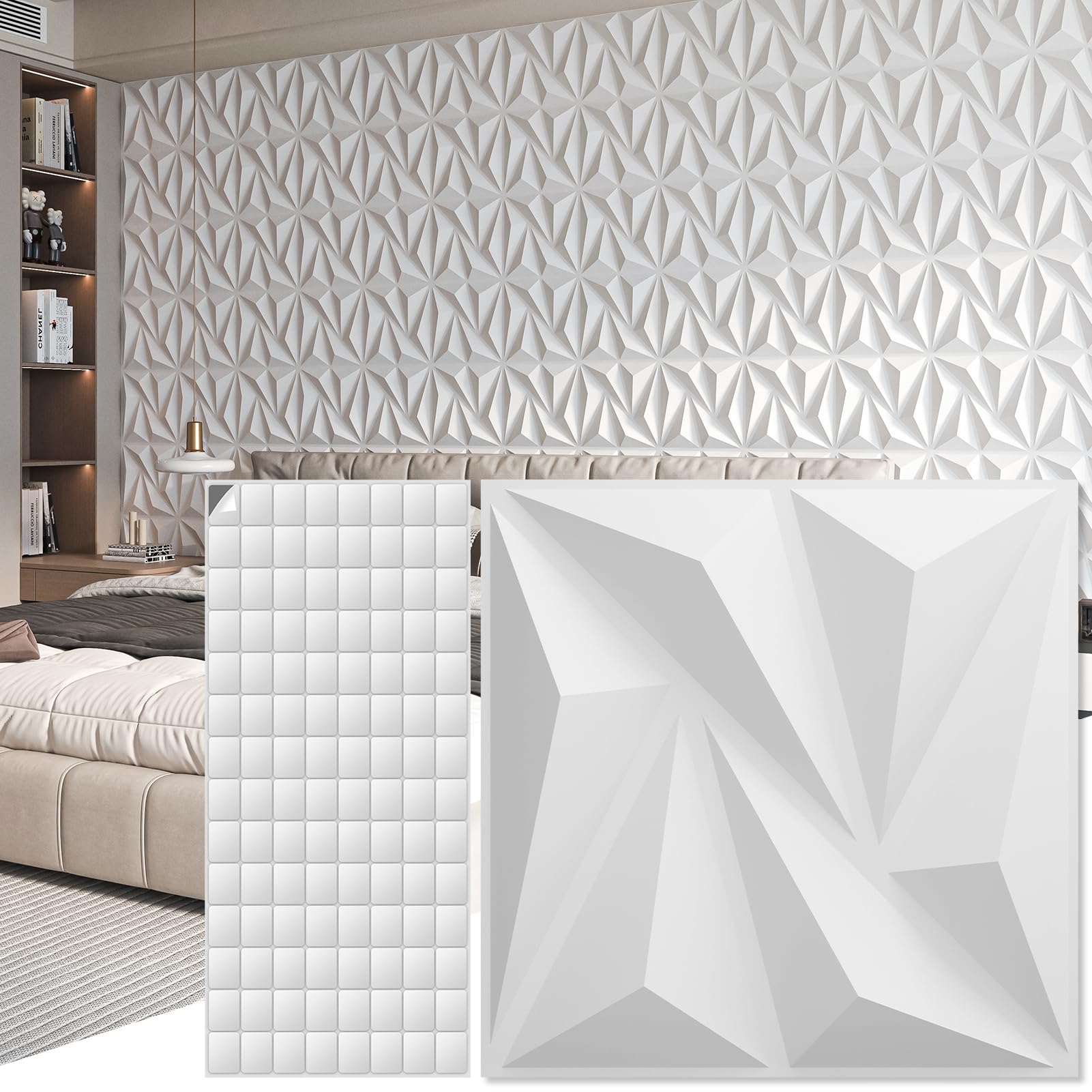 Art3d Pannelli Murali Decorativi 3D PVC Diamantato 30x30cm