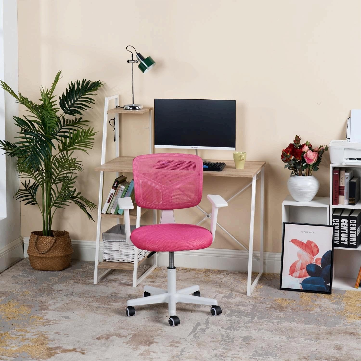 Furniturer Sedia Girevole Ufficio/Studio, Rosa - immagine 2