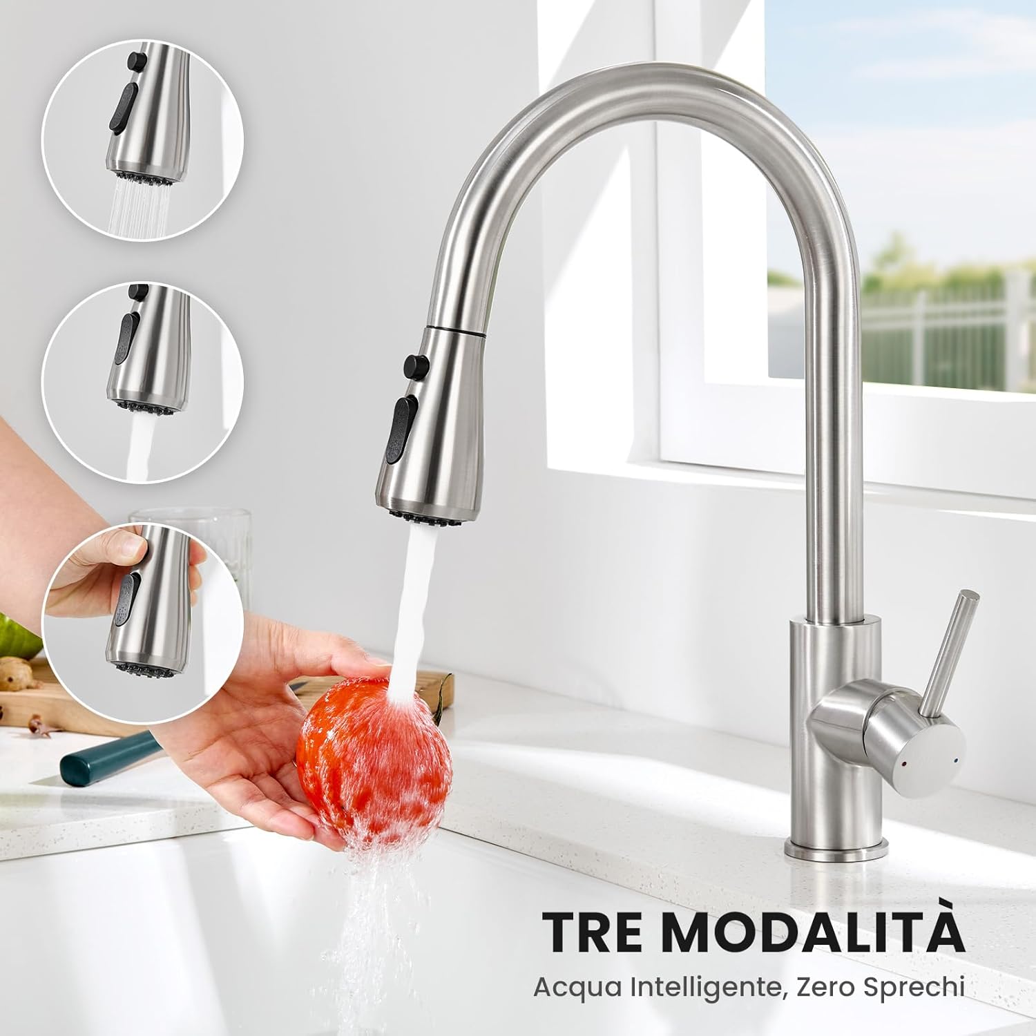 Cecipa Rubinetto Lavello Cucina con Doccetta Estraibile - immagine 2