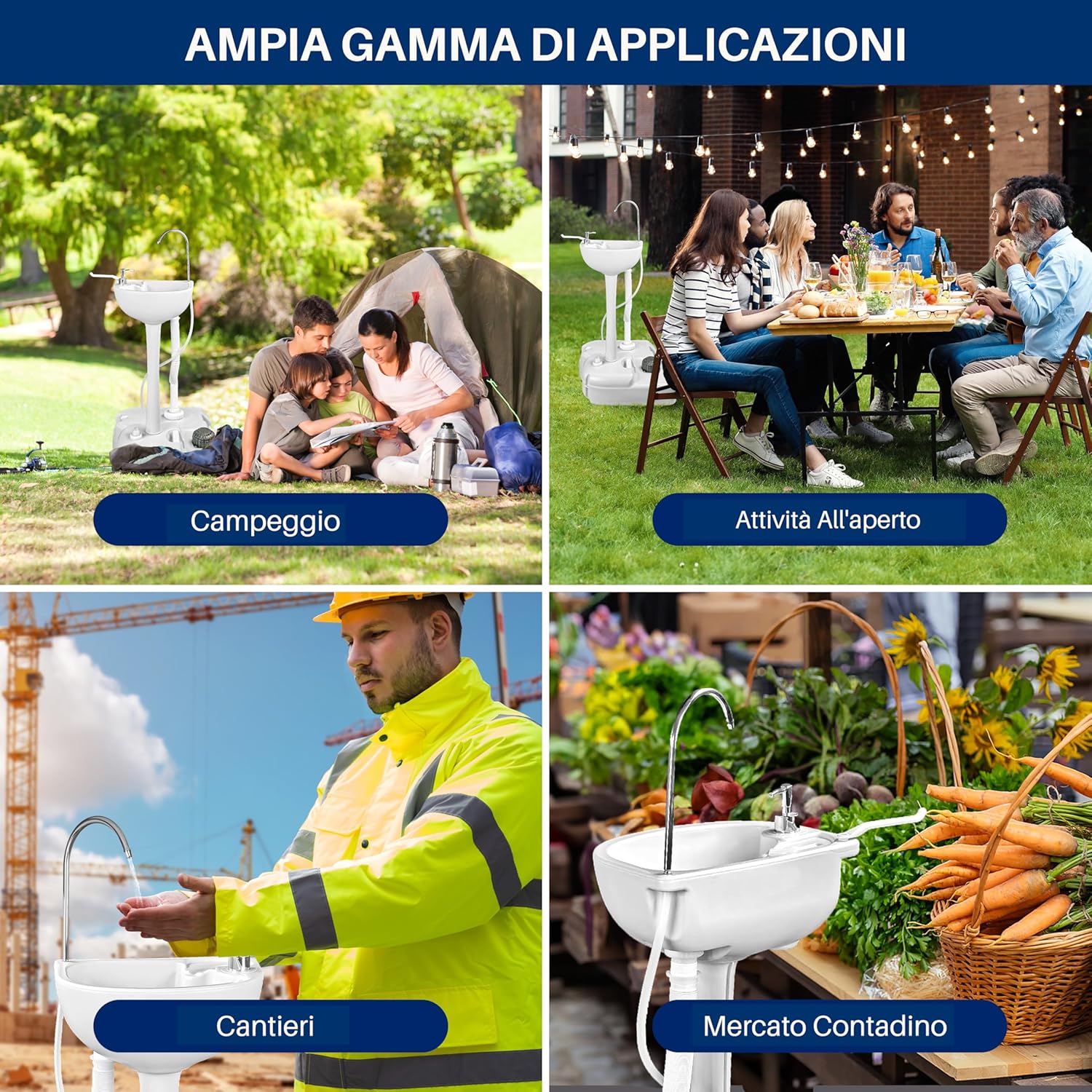 Serenelife Lavandino Portatile da Esterno per Campeggio - immagine 5