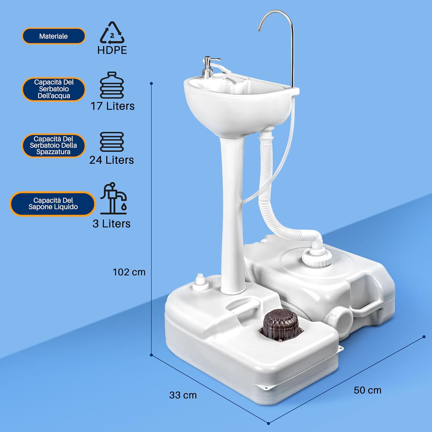 Serenelife Lavandino Portatile da Esterno per Campeggio - immagine 7