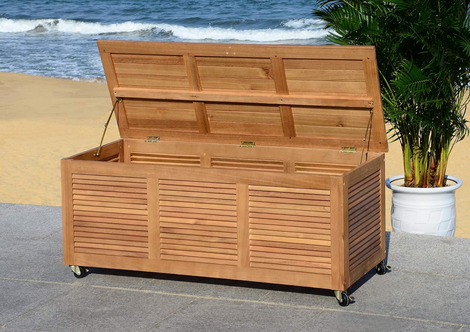 Safavieh Outdoor Storage Bench, Natural, One Size