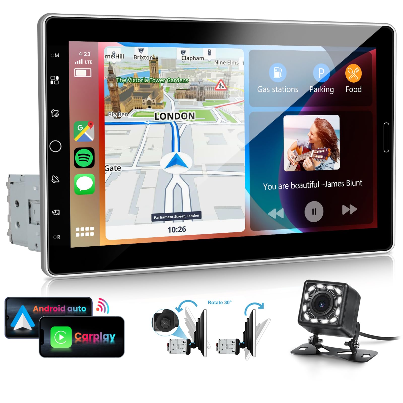 Vechtel Autoradio 1 Din con Carplay Android Auto Wireless