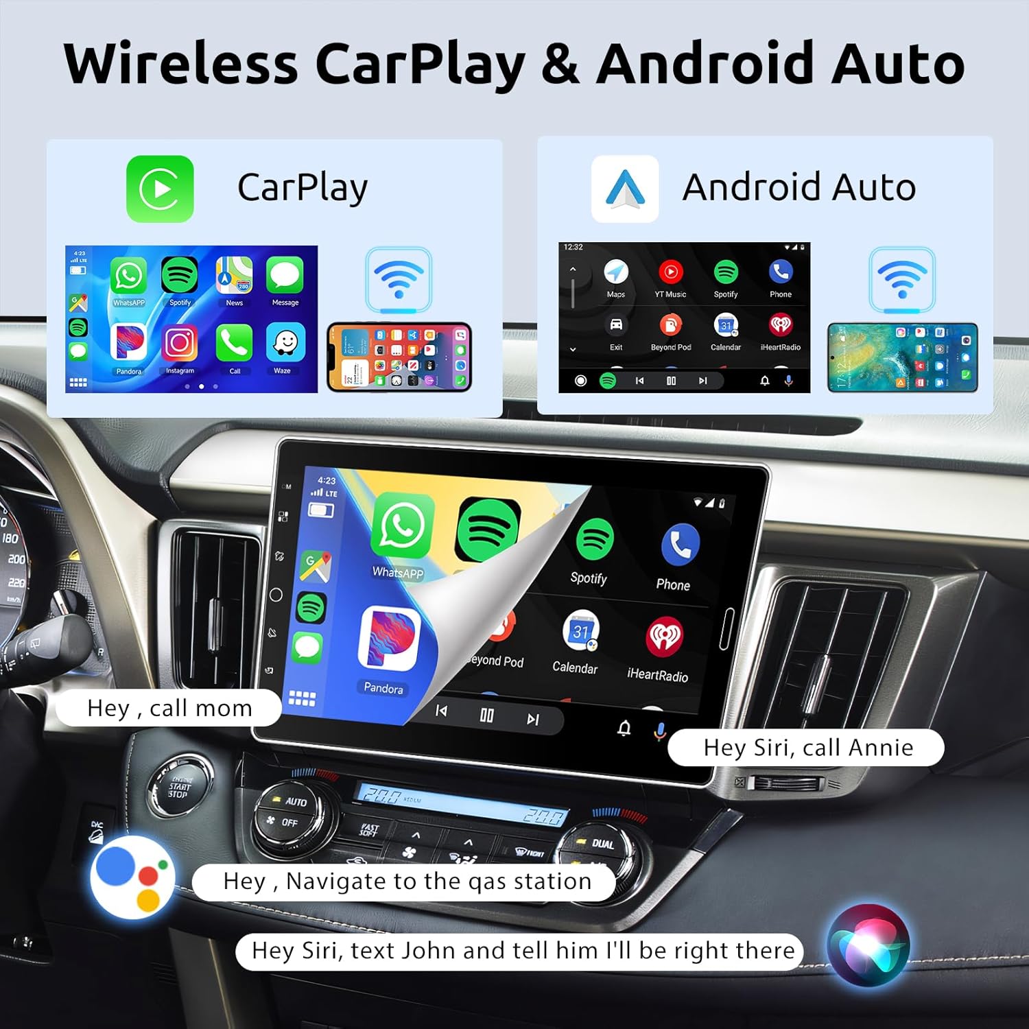 Vechtel Autoradio 1 Din con Carplay Android Auto Wireless - immagine 2
