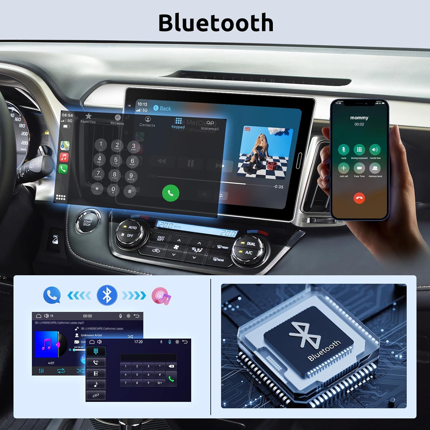 Vechtel Autoradio 1 Din con Carplay Android Auto Wireless - immagine 3