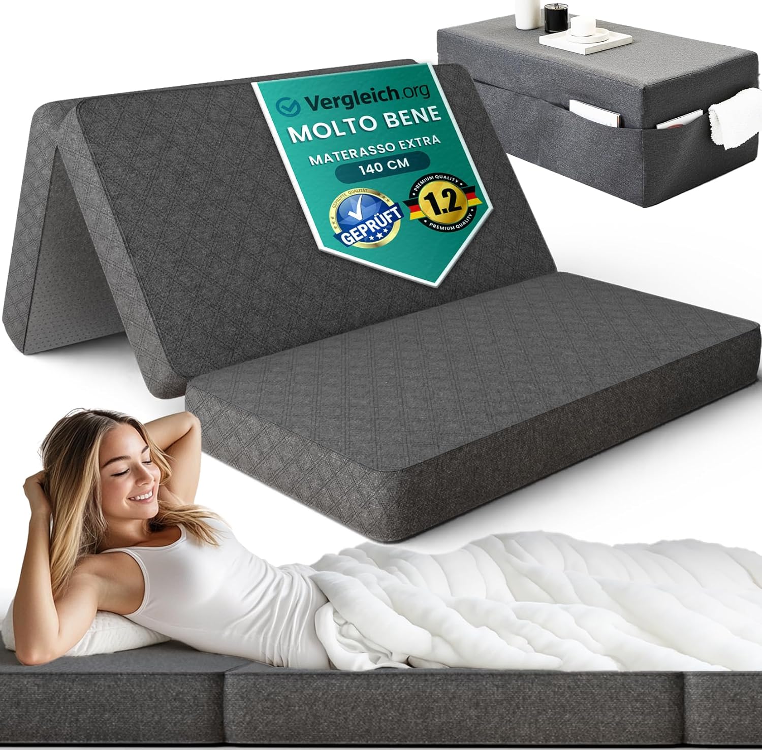 Materasso Pieghevole Doppio 140x195 cm Memory Foam 14cm - immagine 1