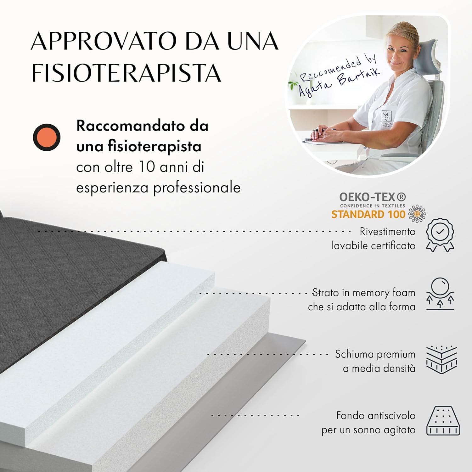 Materasso Pieghevole Doppio 140x195 cm Memory Foam 14cm - immagine 4