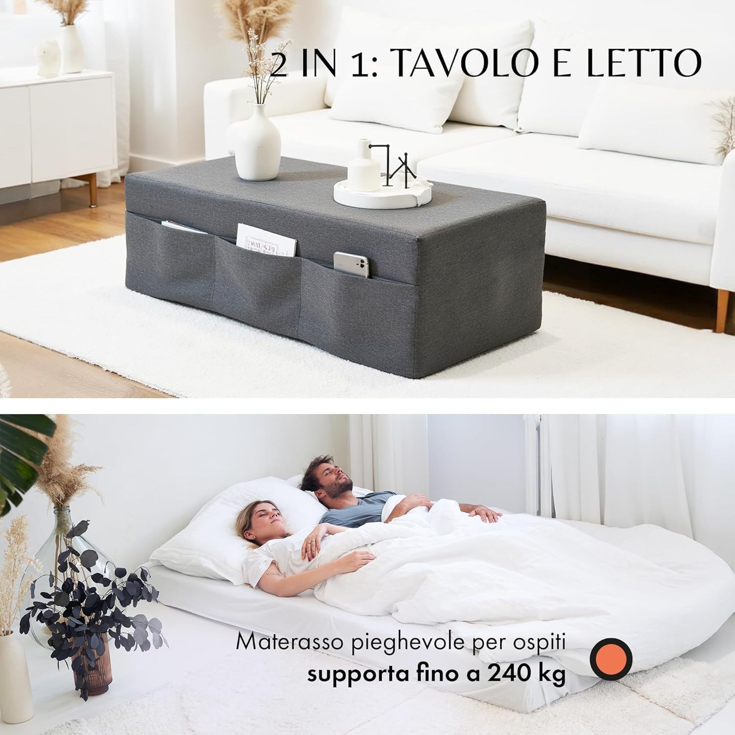 Materasso Pieghevole Doppio 140x195 cm Memory Foam 14cm - immagine 5