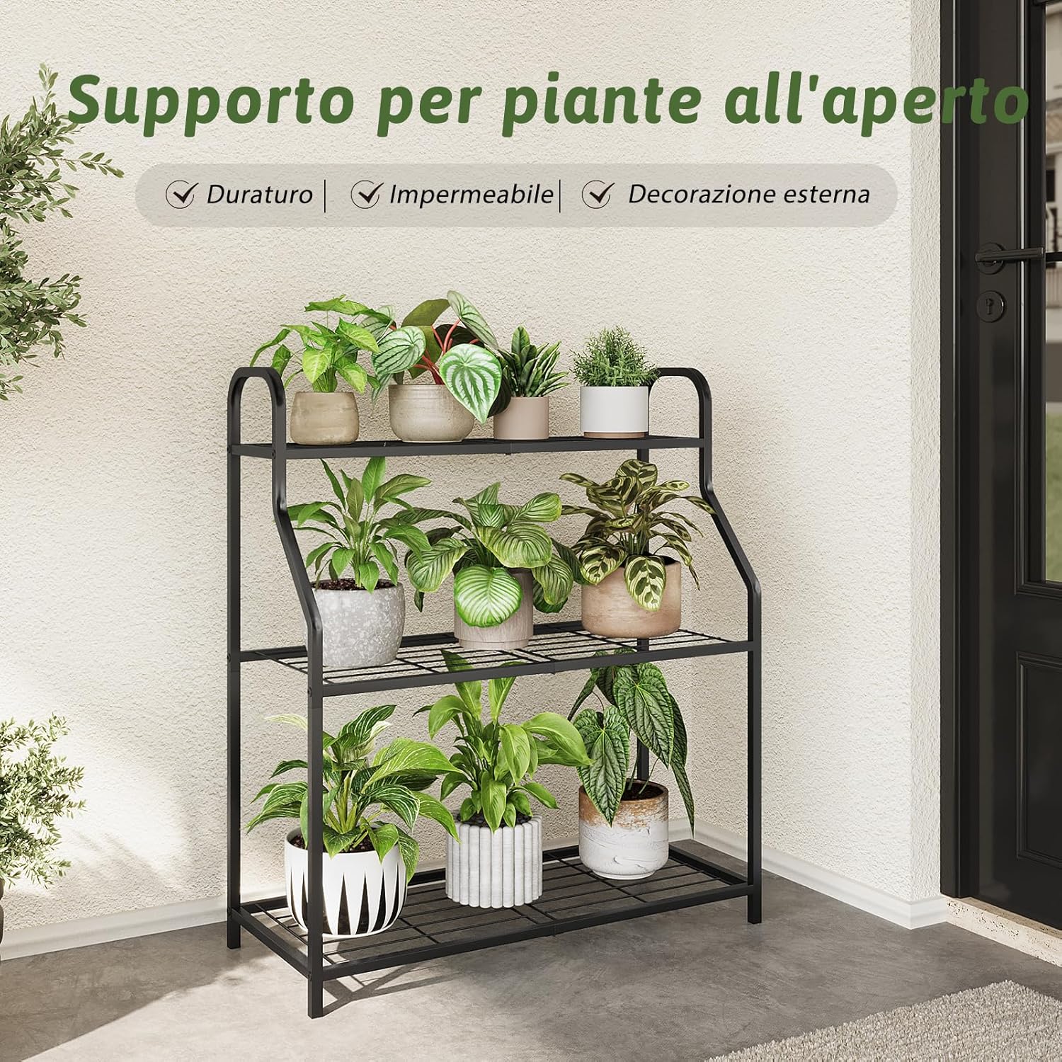 Bamworld Supporto per Piante in Ferro 3 Ripiani - immagine 3