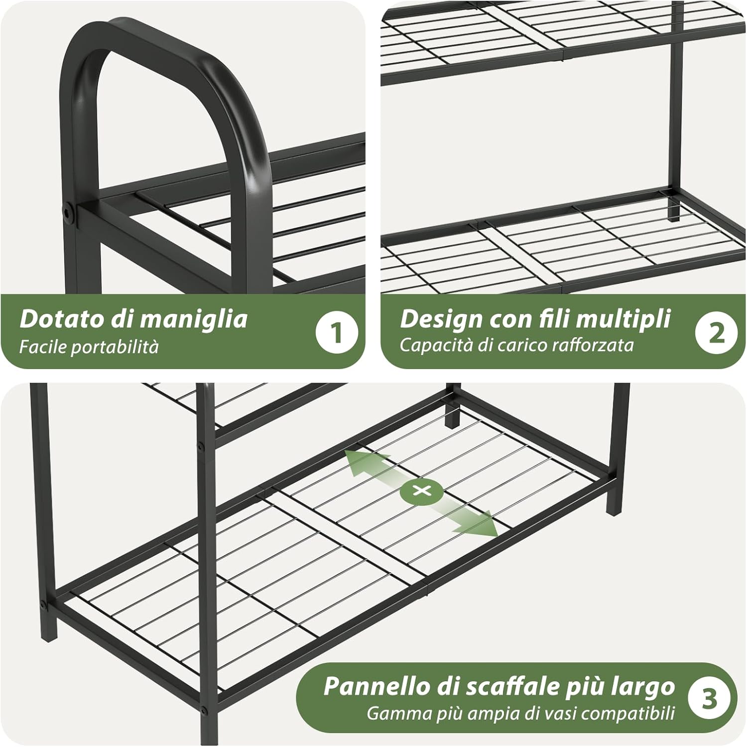 Bamworld Supporto per Piante in Ferro 3 Ripiani - immagine 6