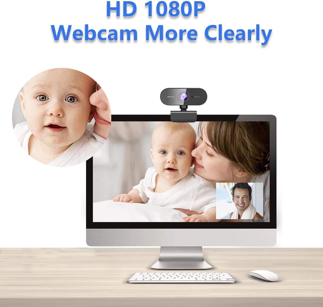 Webcam PC con microfono webcam HD 1080P Streaming PC MAC Portatile USB Plug and Play per Youtube, videochiamate Skype, fotocamera facciale per studio, conferenza, giochi - immagine 3
