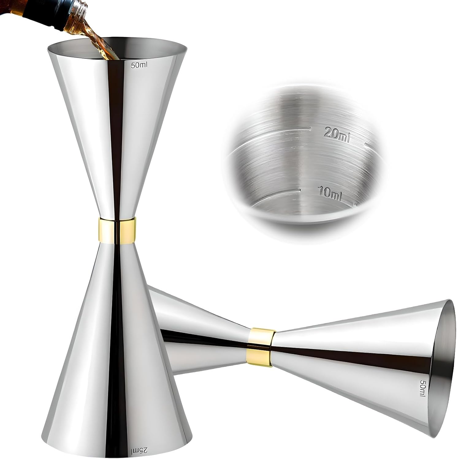 Delgeo Jigger-Spirit da Cocktail 25/50ml, Argento