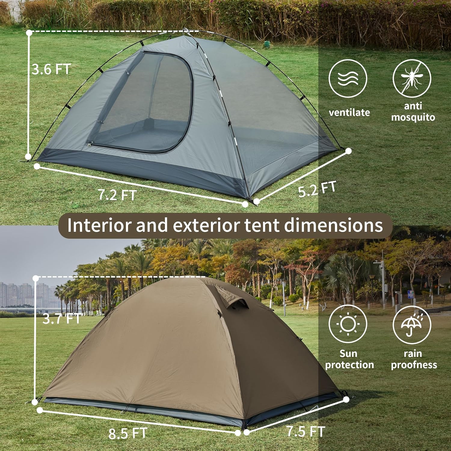 Tenda da Campeggio Impermeabile e Antivento - immagine 6