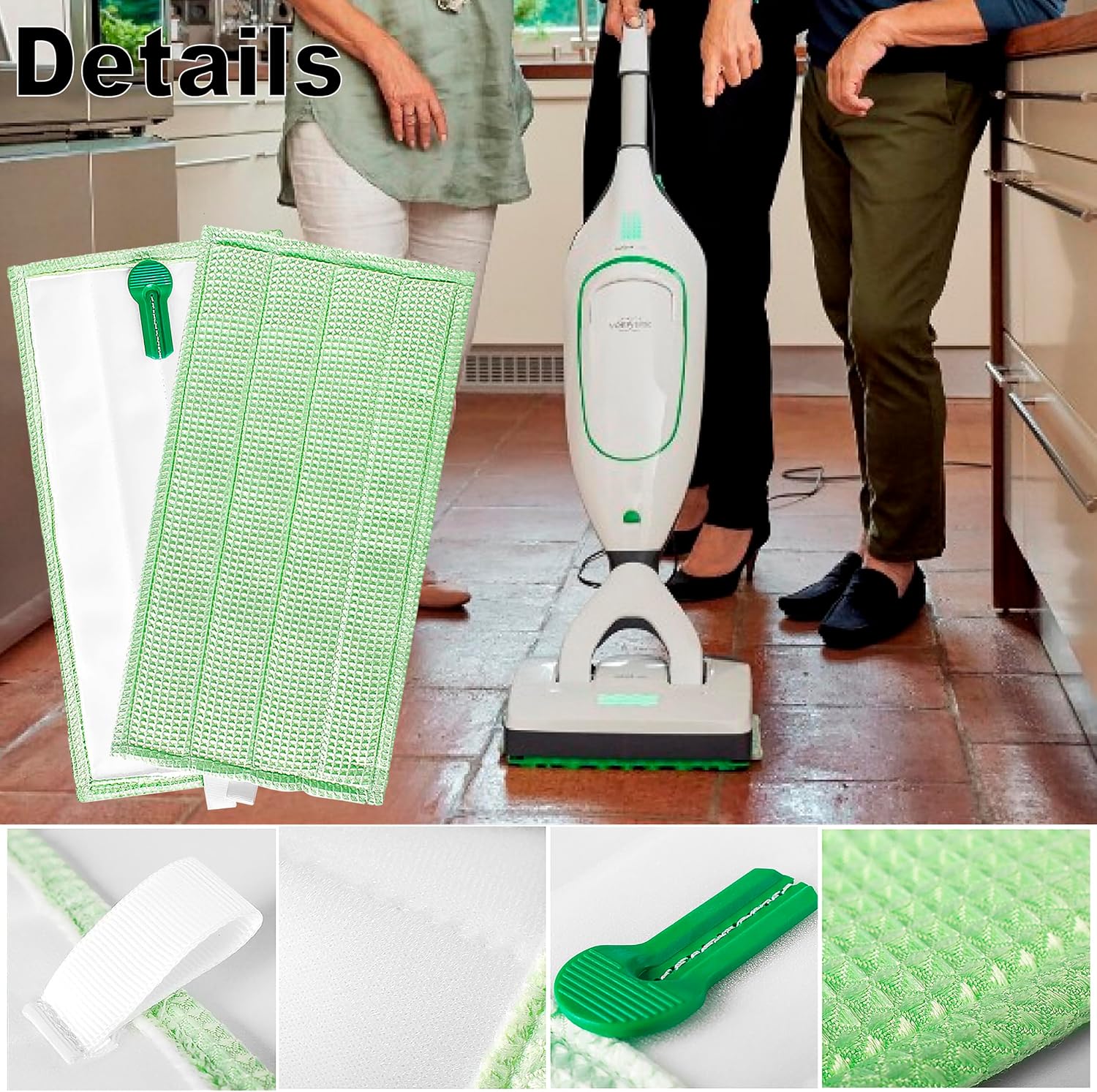 Panni Pulilava per Folletto SP600 SP600S 6pcs, Verde - immagine 4