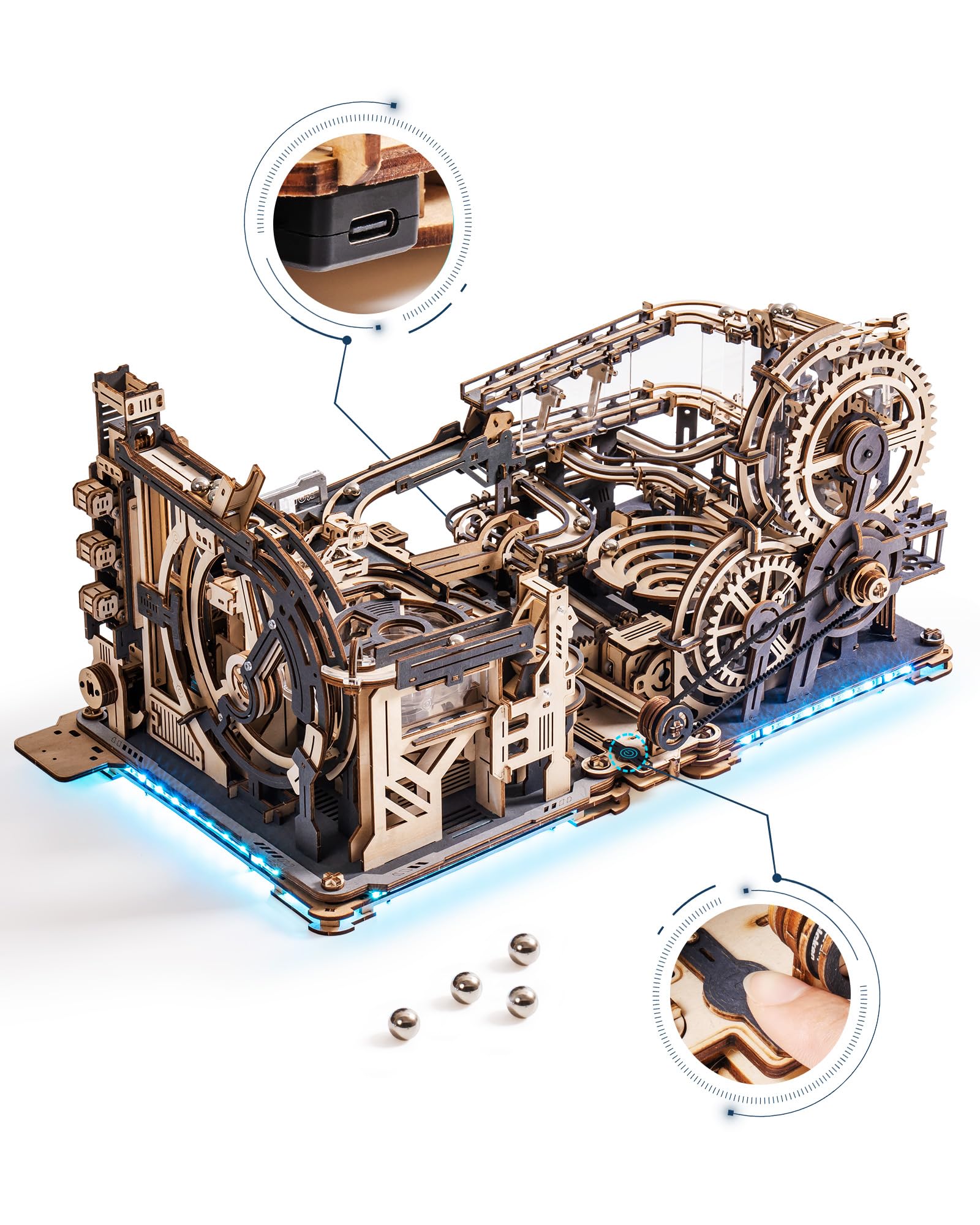 Rokr Piste da Corsa - Puzzle 3D in Legno Meccanico