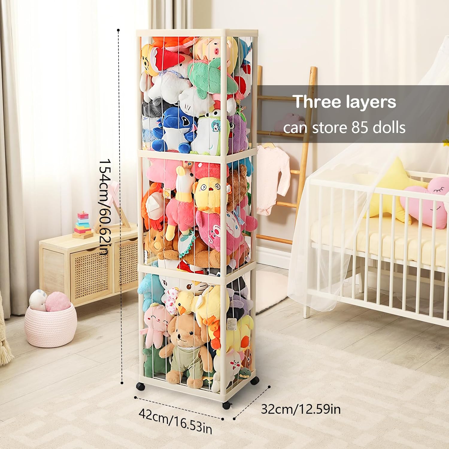 Porta Peluche Verticale Grande Capacità con Ruote - immagine 2