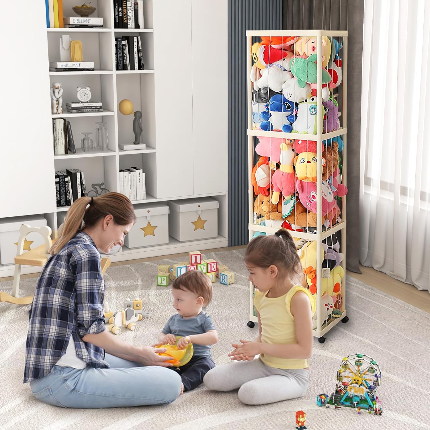 Porta Peluche Verticale Grande Capacità con Ruote - immagine 3