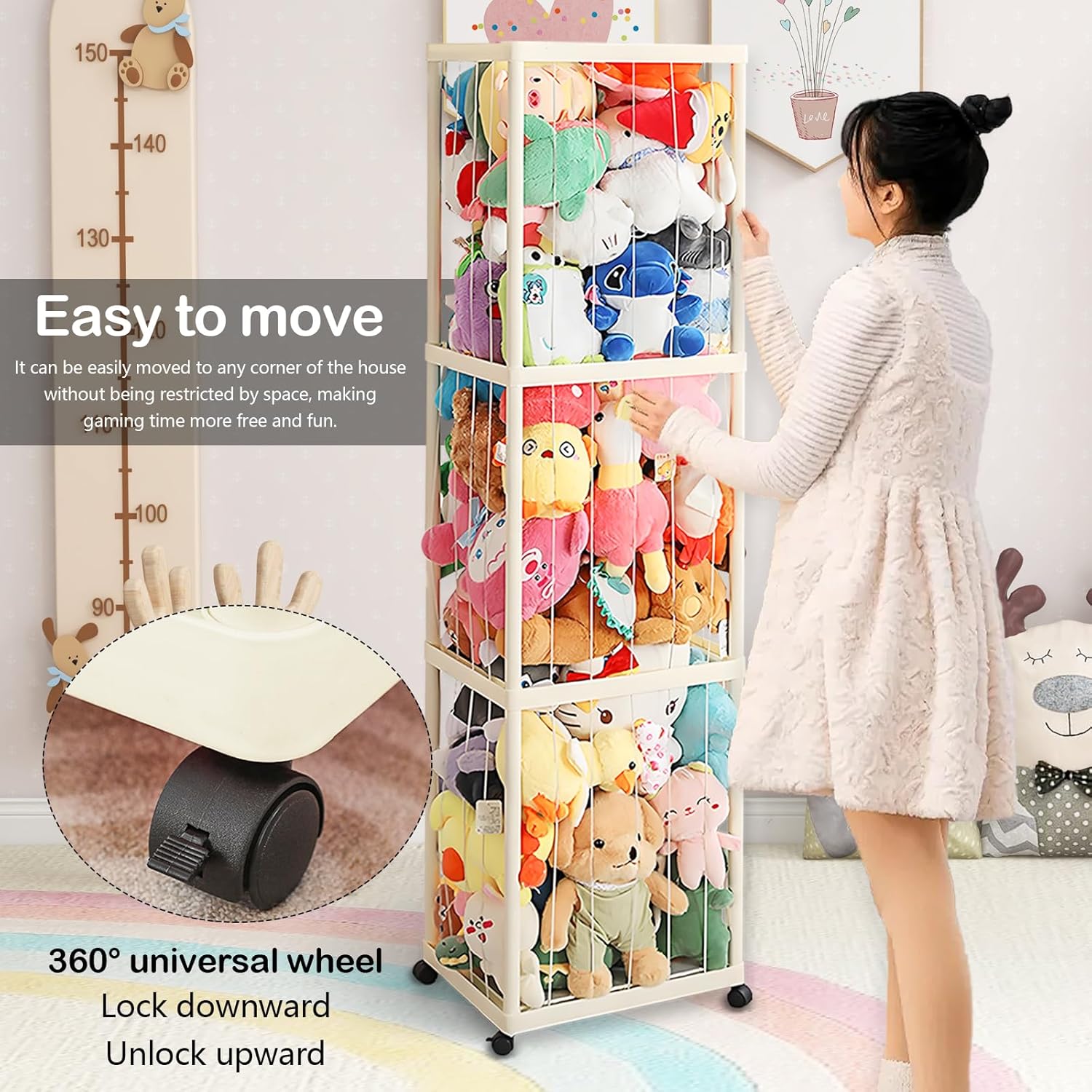Porta Peluche Verticale Grande Capacità con Ruote - immagine 7