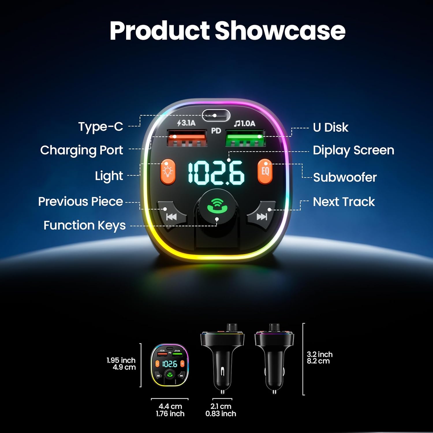 Glasflength Trasmettitore Bluetooth Auto con MP3 Player - immagine 2