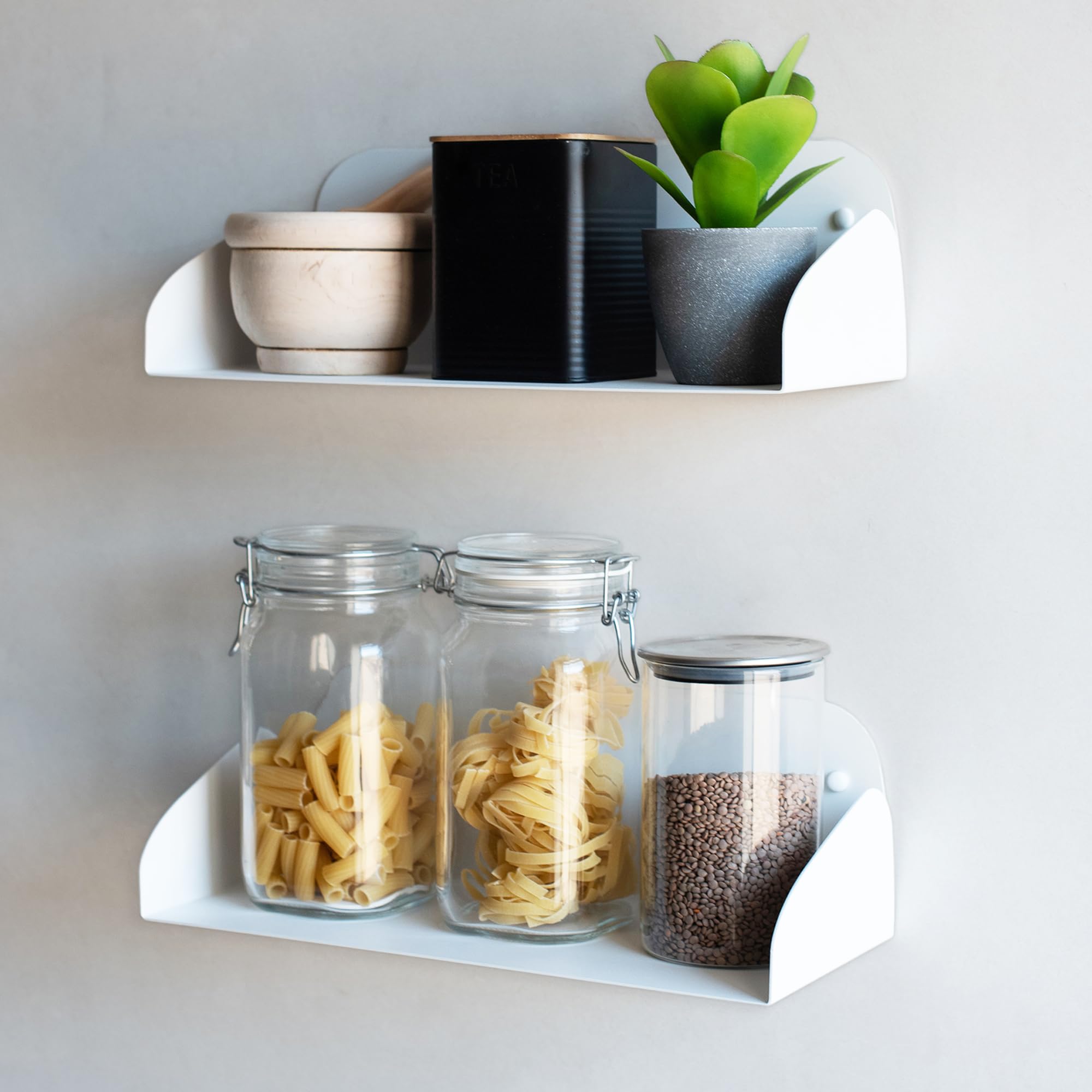 Miluka Set 2 Mensole da Muro Design 40 cm Bianco