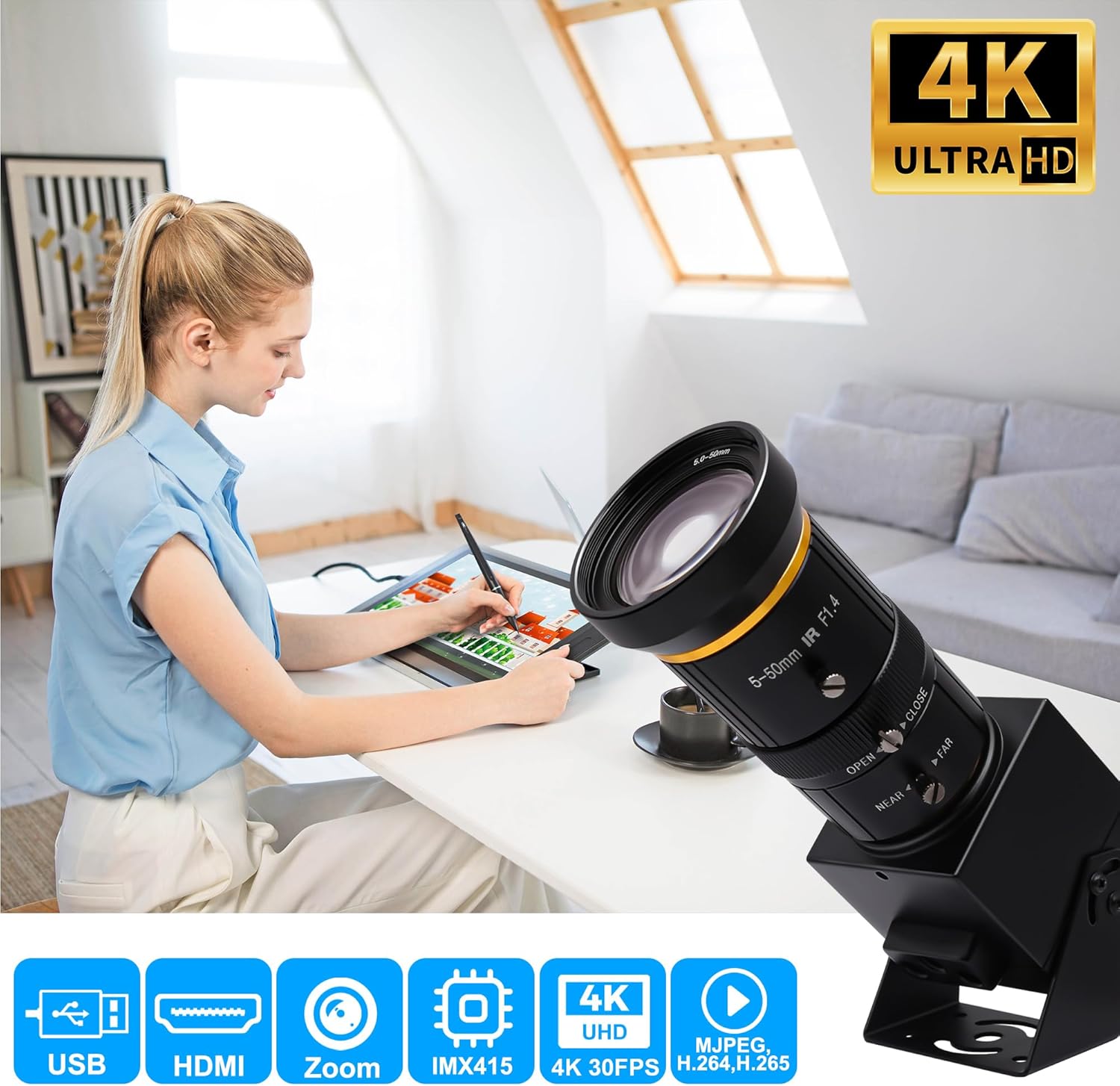 Svpro Telecamera HDMI 4K USB HD Streaming con Zoom 10X - immagine 2