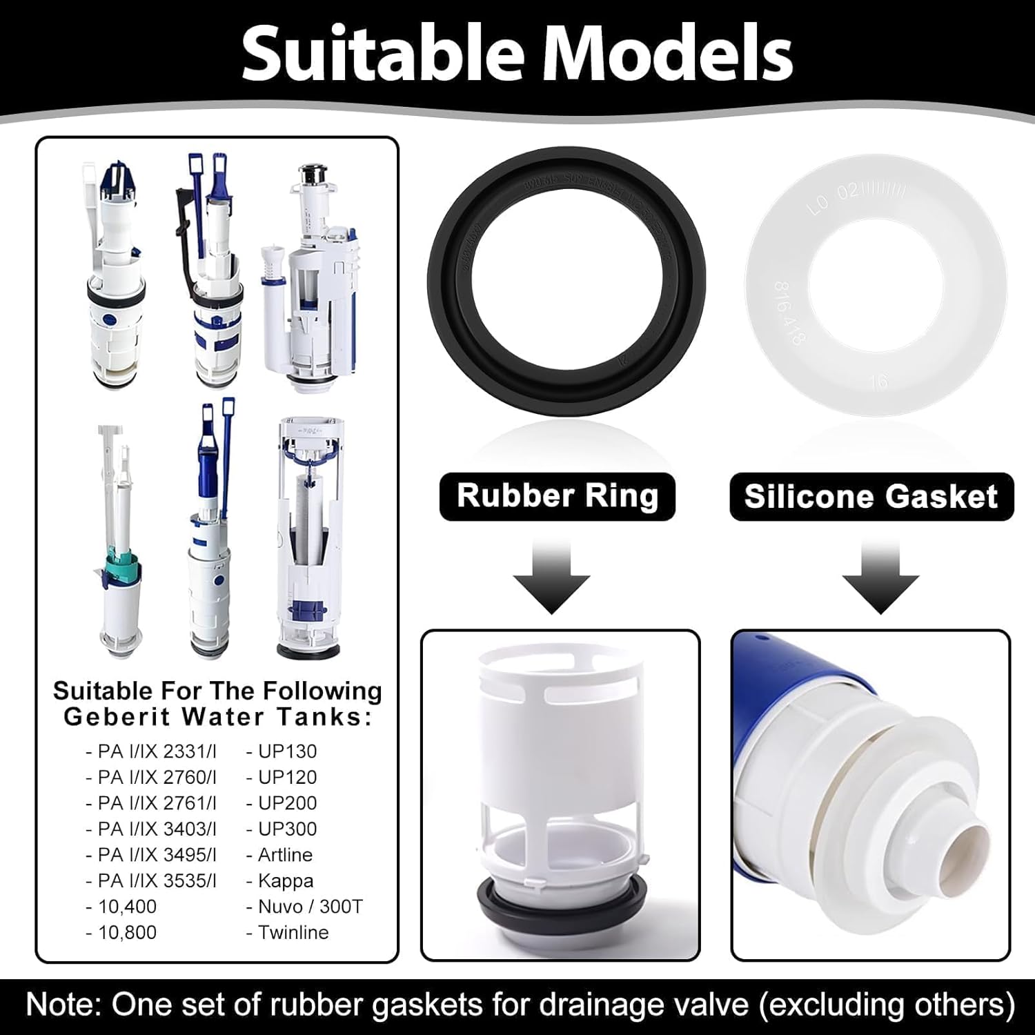 Guarnizioni Set Cassetta per Geberit (2 Pezzi) - immagine 3