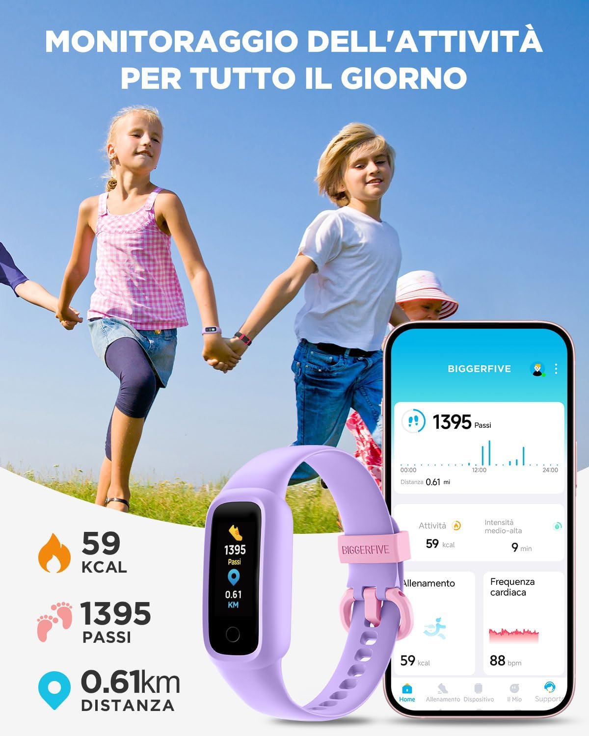 Biggerfive Vigor 2 L - Orologio Fitness Tracker Bambini - immagine 2