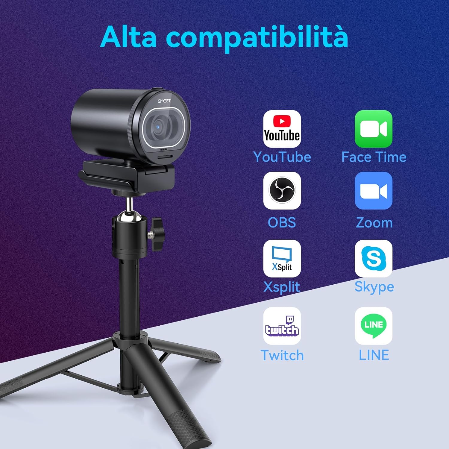 Emeet Webcam 4K S600 con Microfono e Autofocus PDAF - immagine 8