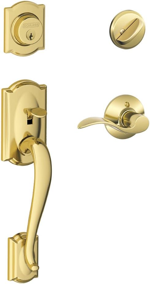Schlage Camelot - Maniglia Monocilindrica e Leva, Ottone Brillante