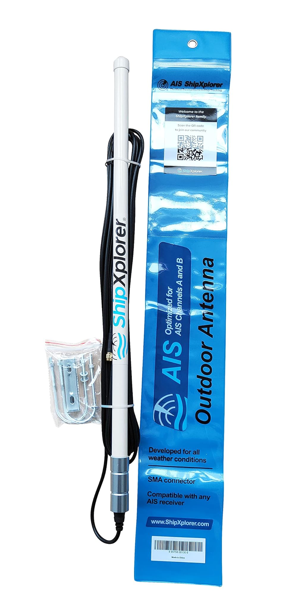 ShipXplorer AIS 162 MHz Antenna Esterna, Bianco