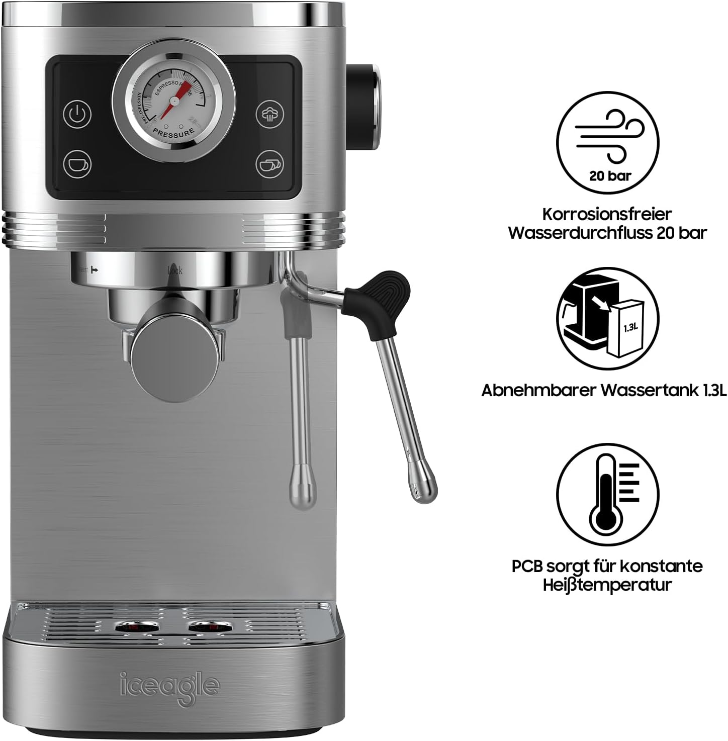 Iceagle Macchina da Caffè Espresso Manuale 20 Bar - immagine 3