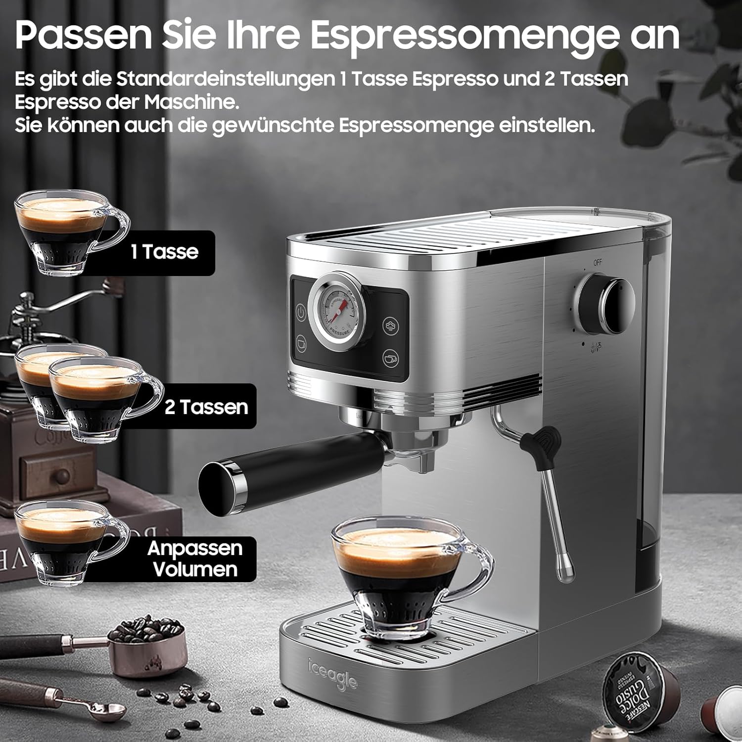 Iceagle Macchina da Caffè Espresso Manuale 20 Bar - immagine 7
