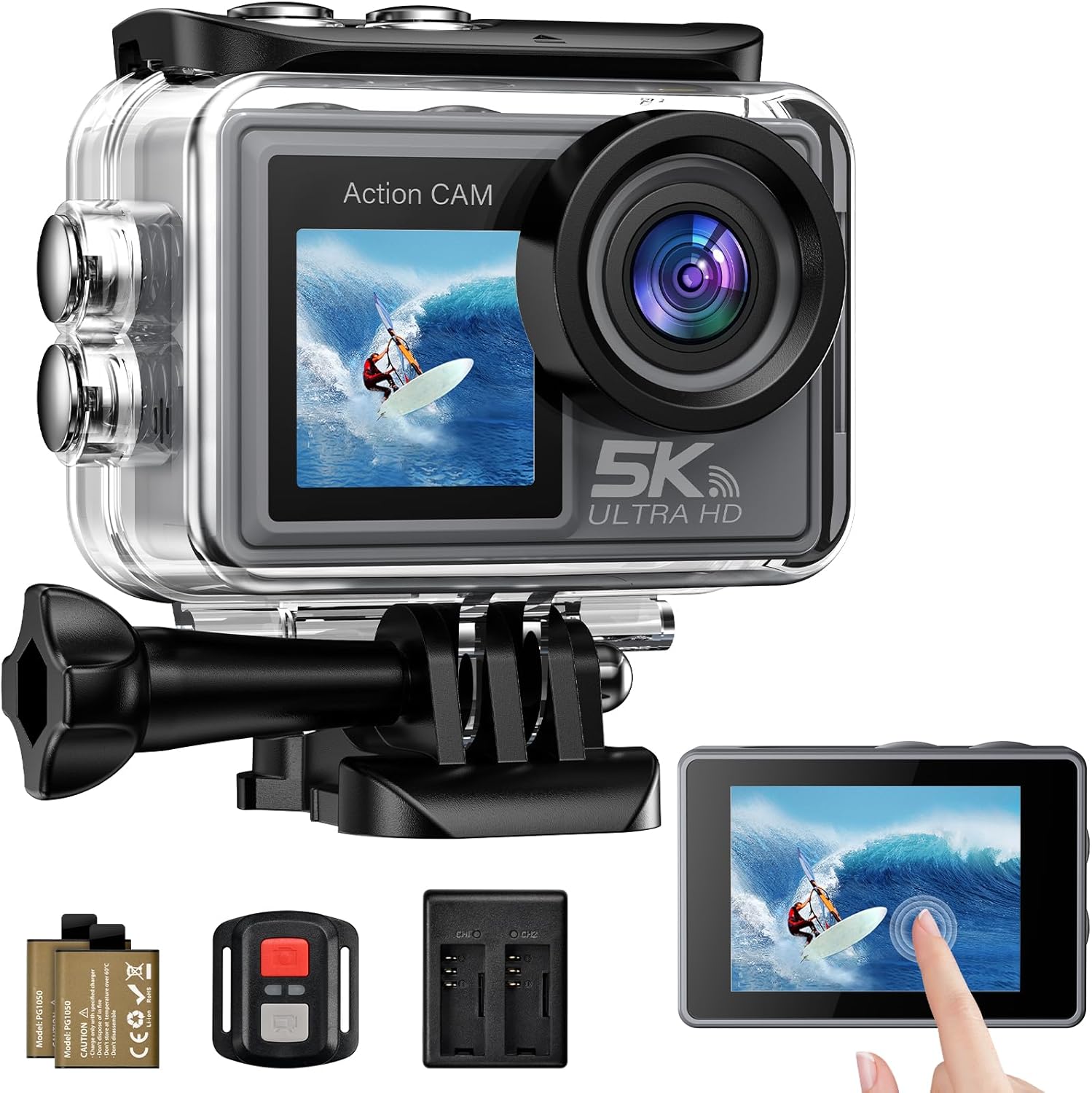 Action Cam 5K/4K 50MP Dual Screen con Stabilizzatore EIS - immagine 1