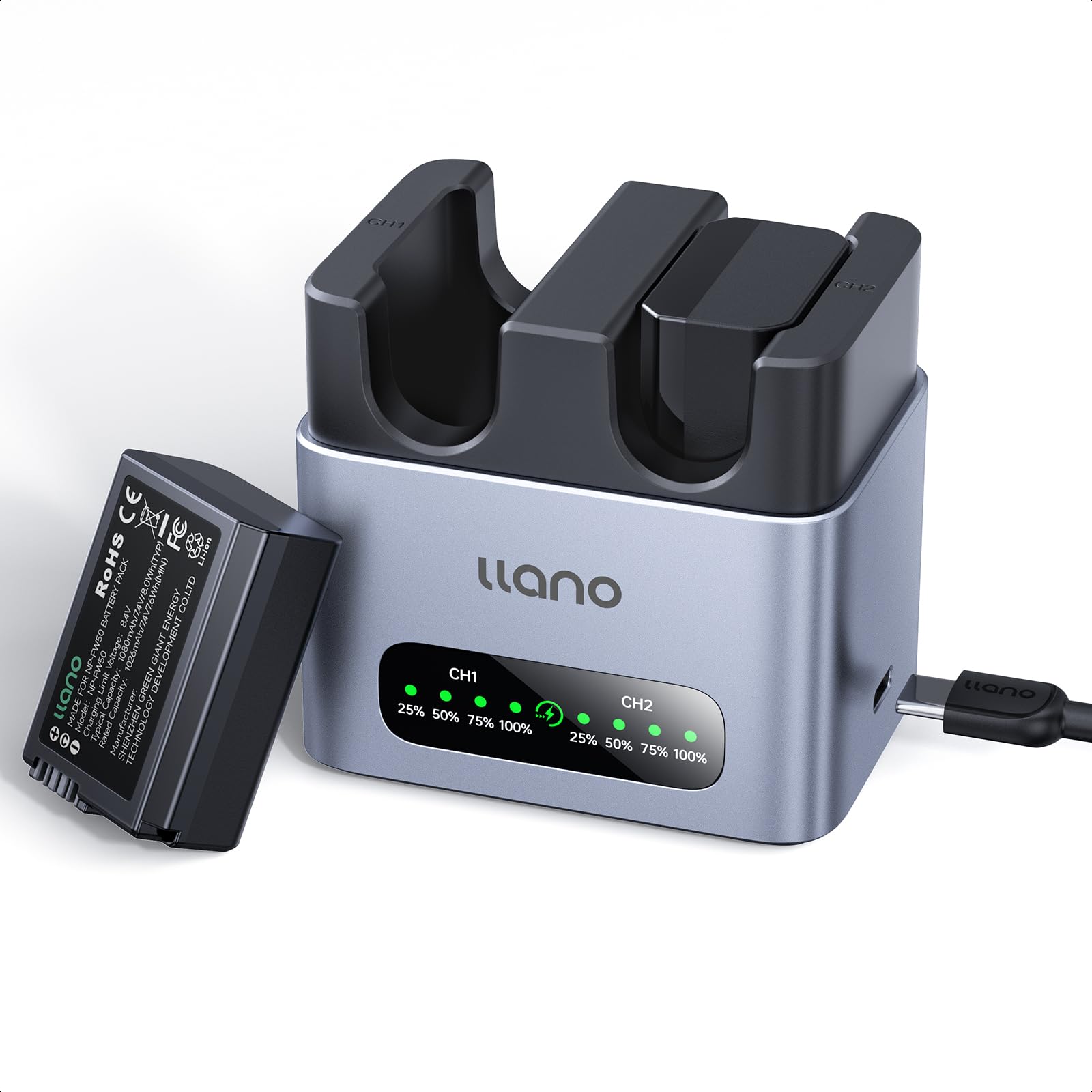 llano NP-FW50 - Caricatore doppio con 2 batterie NP-FW50