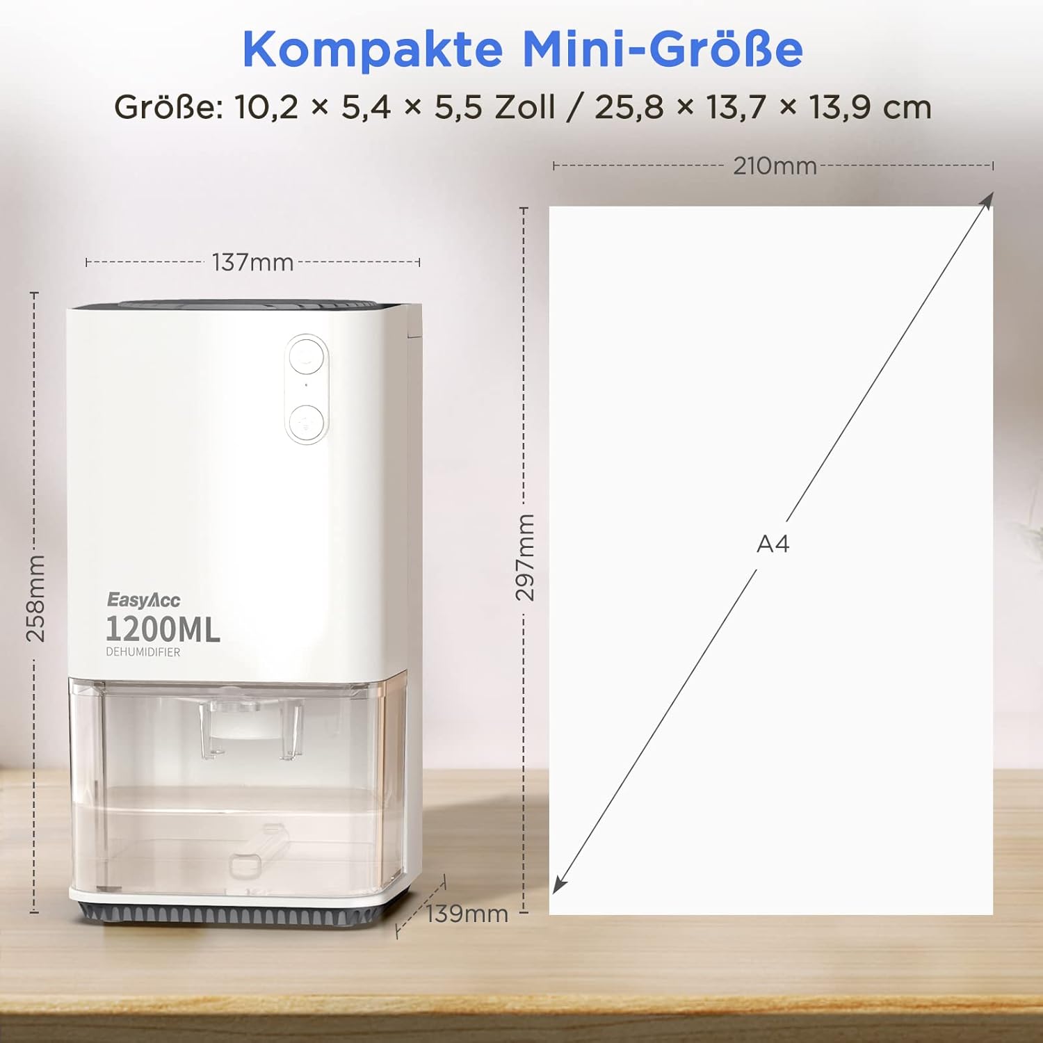 Easyacc® Deumidificatore Casa 1200ml Silenzioso - immagine 6