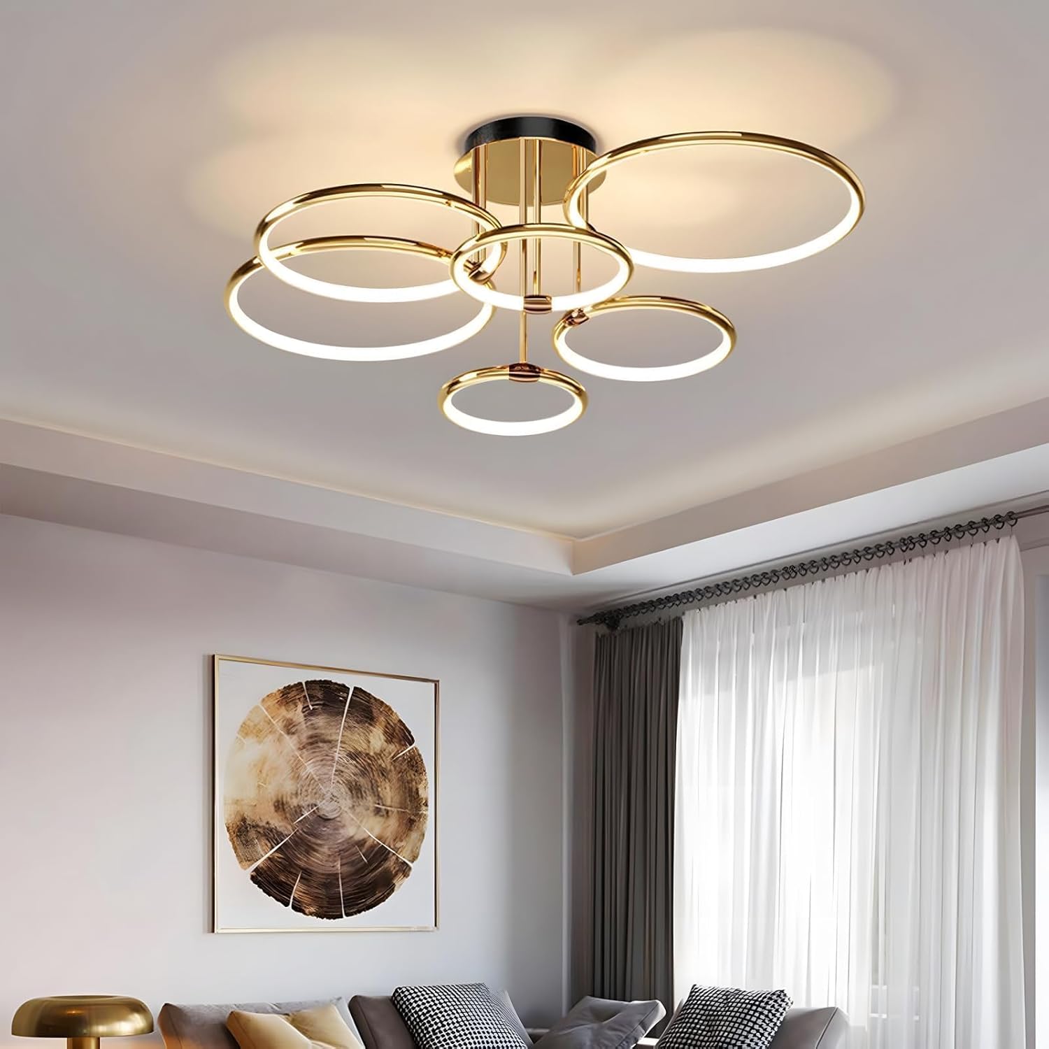 Plafoniera LED 6 Anelli Oro Ø105cm 145W Dimmerabile - immagine 2