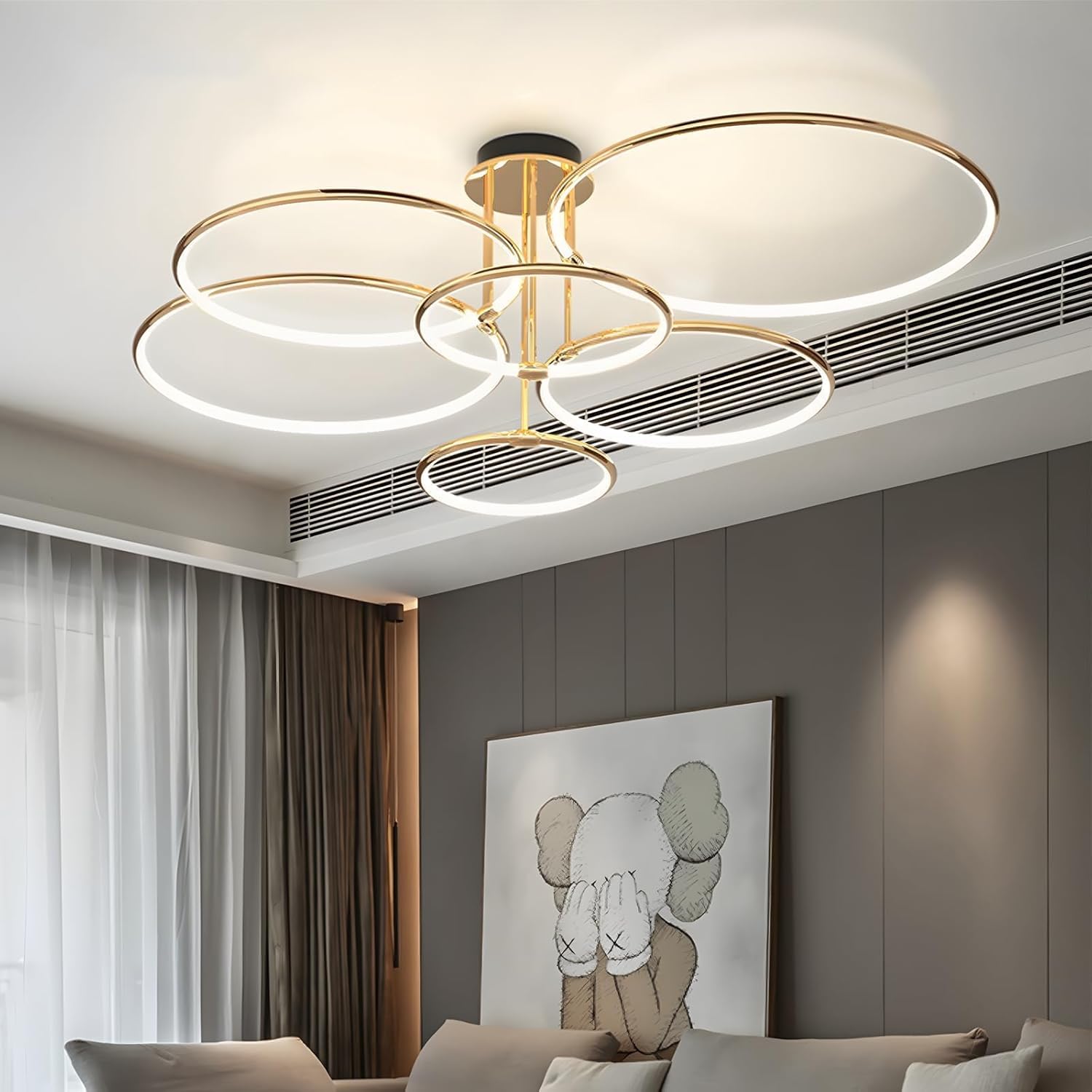 Plafoniera LED 6 Anelli Oro Ø105cm 145W Dimmerabile - immagine 9