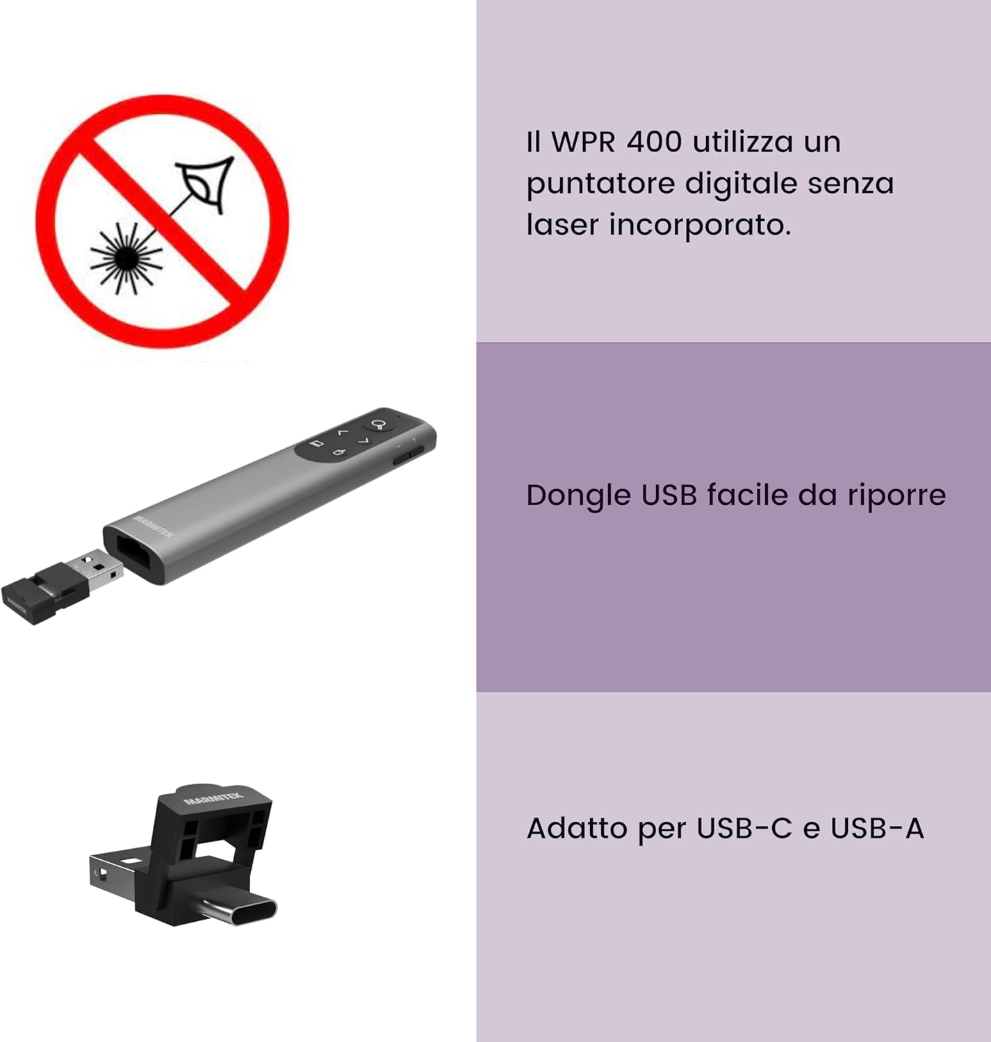 Marmitek WPR-400 - Presentatore Wireless con Puntatore Digitale - immagine 4