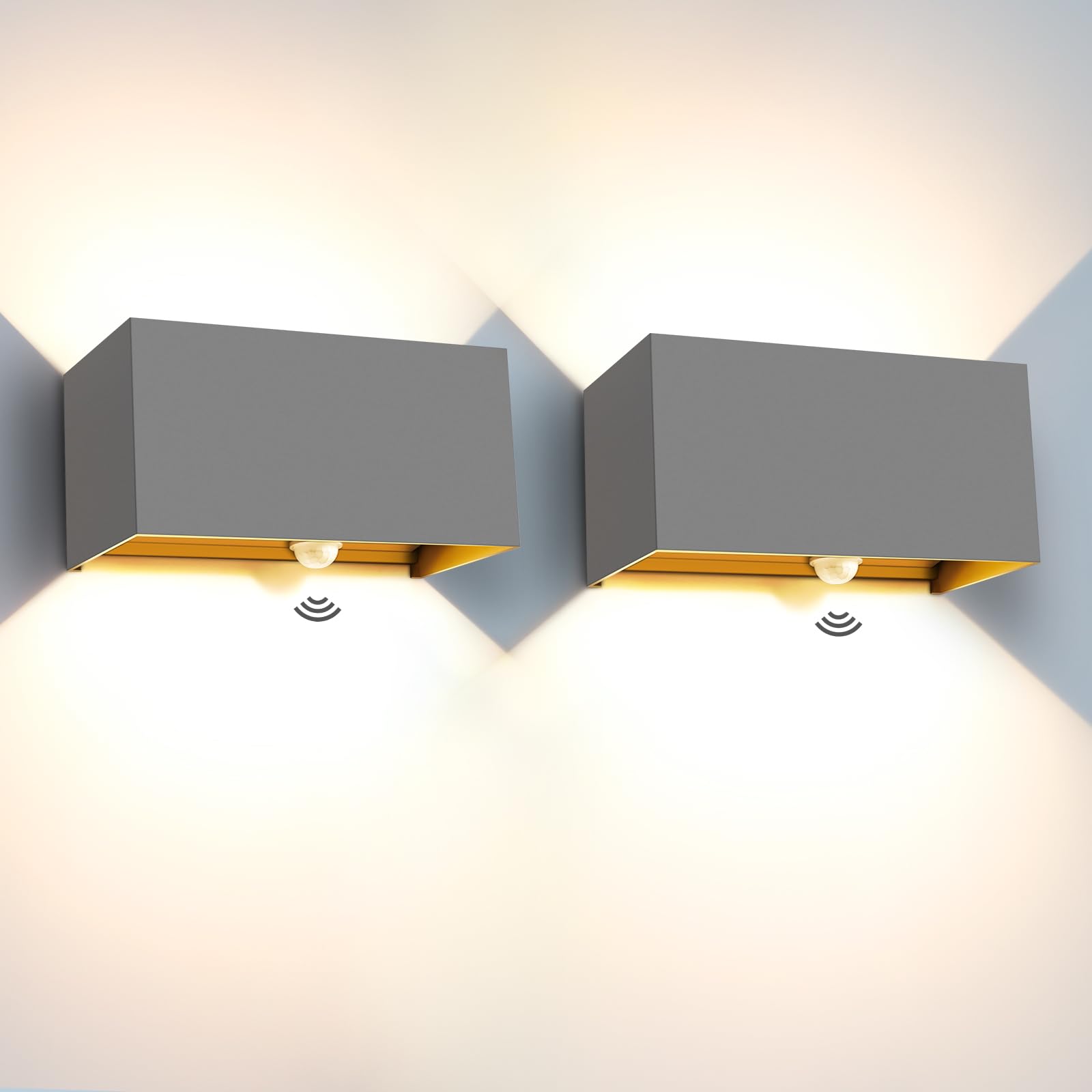 Kingwen 2PCS Applique da Parete 20W con Sensore di Movimento