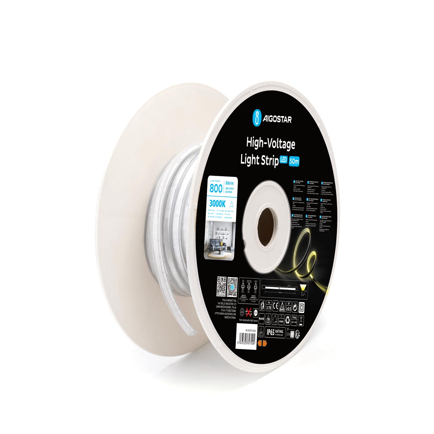 Voltshine Striscia Luminosa a LED Alta Tensione 50m 3000K